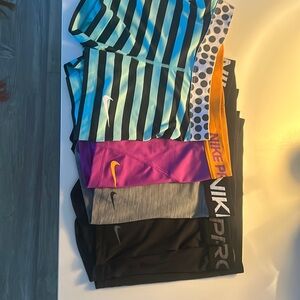 NIKE PRO shorts size S black gray blue pink LOT 6 pairs